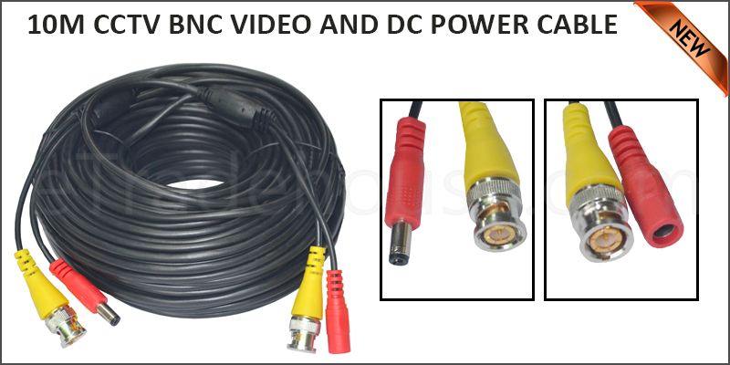 10 Meter CCTV BNC Video and DC Power Cable